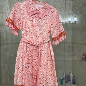 Elizabeth Wilson XS Augusta pink/orange tassel dress